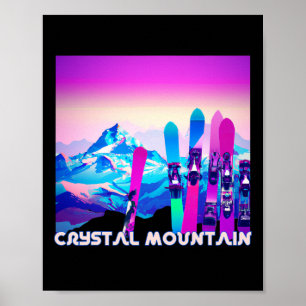 Crystal Mountain Ski Retro 80's Style Skiing And S Poster