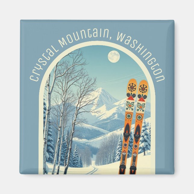 Crystal Mountain Washington ski Magnet (Front)