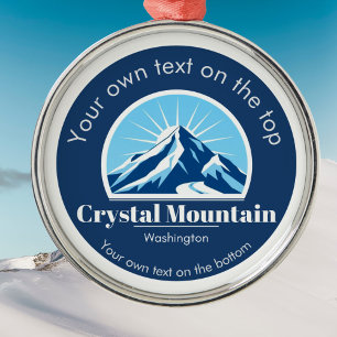 Crystal Mountain Washington ski resort   Metal Ornament