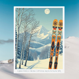 Crystal mountain Washington Ski vacation Postcard