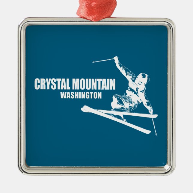 Crystal Mountain Washington Skier Metal Ornament (Front)