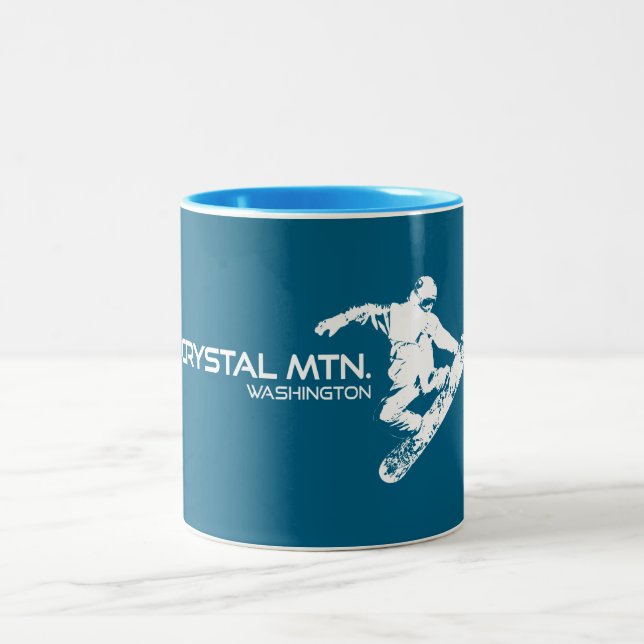 Crystal Mountain Washington Snowboarder Two-Tone Coffee Mug (Center)