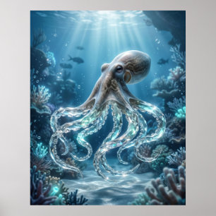 Crystal Octopus Reef Light Poster