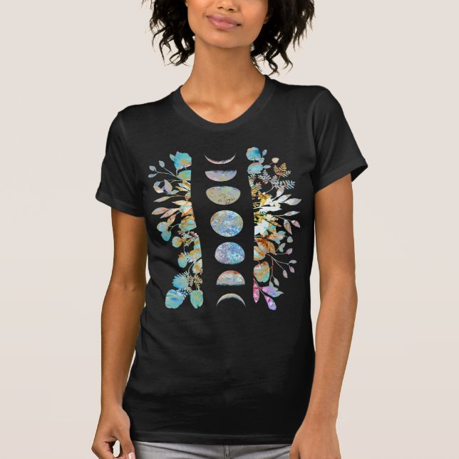 Crystal Pastel Botanical Moon Phases T-Shirt (Front)