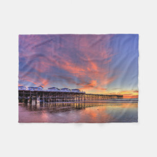 Crystal Pier Sunset Fleece Blanket