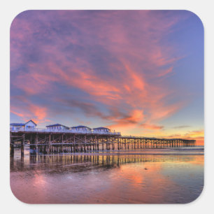 Crystal Pier Sunset Square Sticker