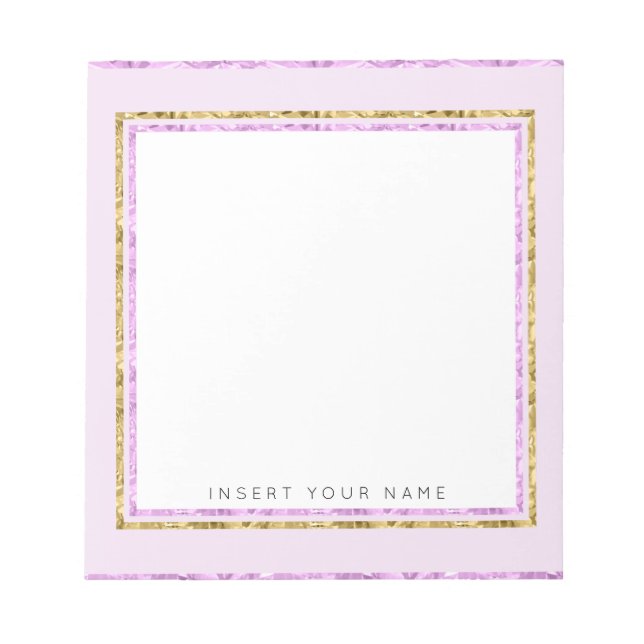 Crystal Pink and Gold Notepad 5.5" x 6" (Front)