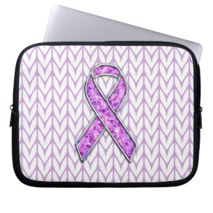 Crystal Pink Ribbon Awareness Knitting Laptop Sleeve