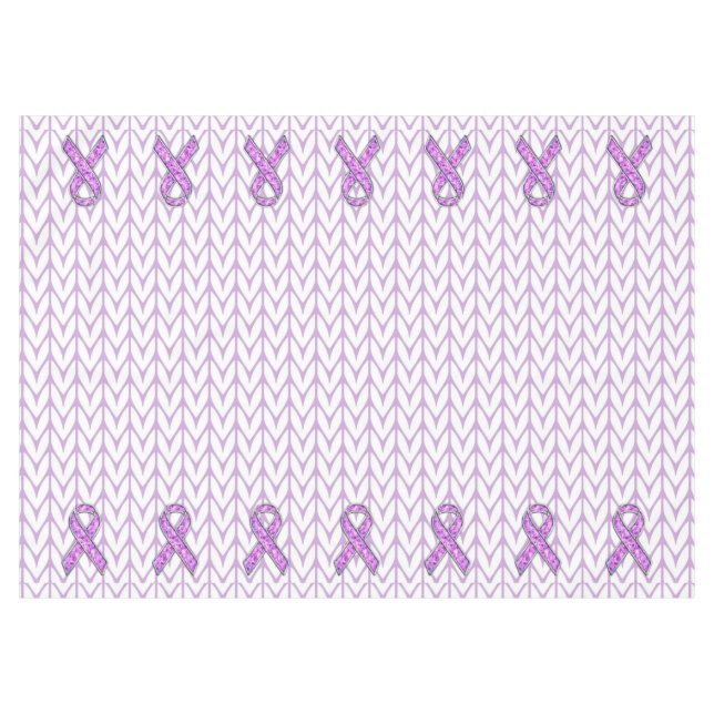Crystal Pink Ribbon Awareness Knitting Tablecloth (Front (Horizontal))