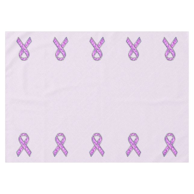 Crystal Pink Ribbon Awareness Knitting Tablecloth (Front (Horizontal))