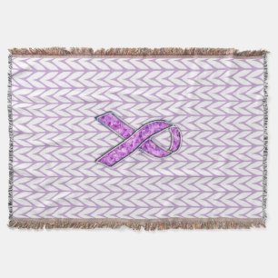 Crystal Pink Ribbon Awareness Knitting Throw Blanket