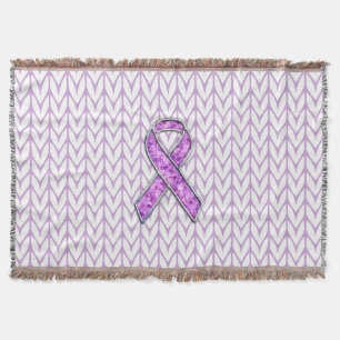 Crystal Pink Ribbon Awareness Knitting Throw Blanket
