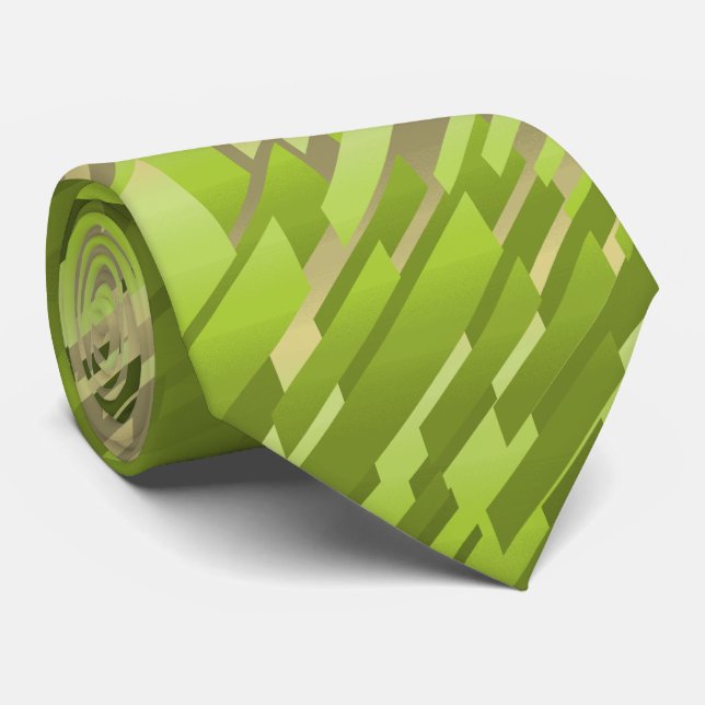 Crystal Prism Striped Spectrum Green Two-Sided Tie (Rolled)