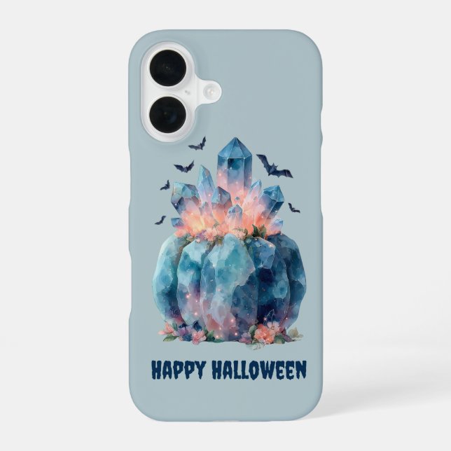 Crystal Pumpkin Halloween iPhone 16 Case (Back)