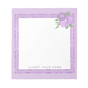 Crystal Purple and Roses Notepad 5.5" x 6"