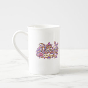 Crystal Queen Pink Floral Elegance Bone China Mug