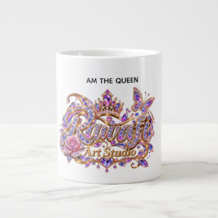 Crystal Queen Pink Floral Elegance Large Coffee Mug