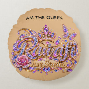 Crystal Queen Pink Floral Elegance Round Cushion