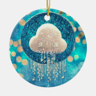 Crystal Rain Cloud Ceramic Ornament