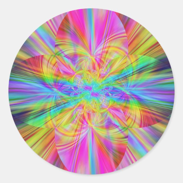 Crystal Rainbow Beams Classic Round Sticker (Front)