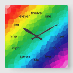 Crystal Rainbow Square Wall Clock