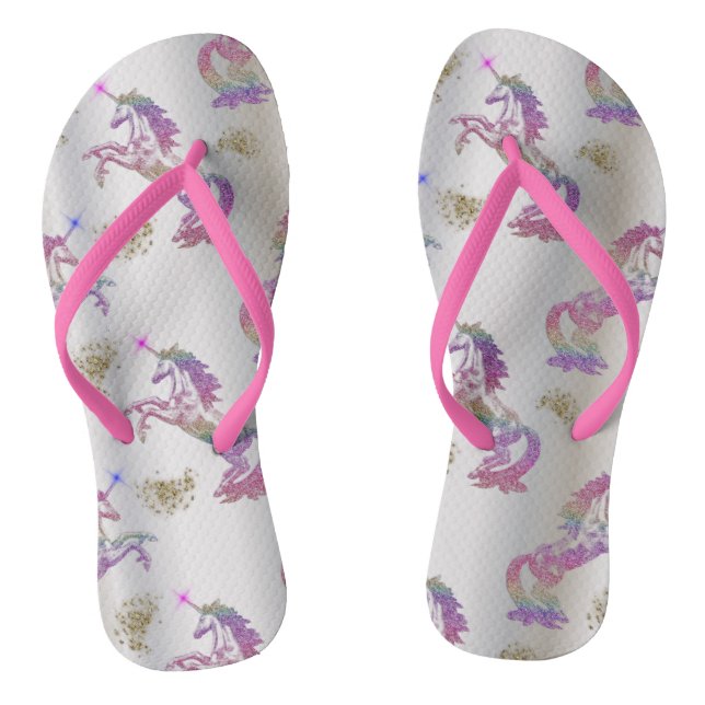 Crystal Rainbow Unicorns Thongs (Footbed)