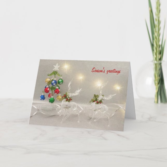 Crystal reindeer and ribbons card (Front)