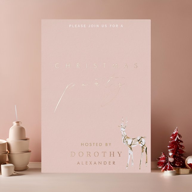 Crystal Reindeer Foil Christmas Party Invitation (Creator Uploaded)