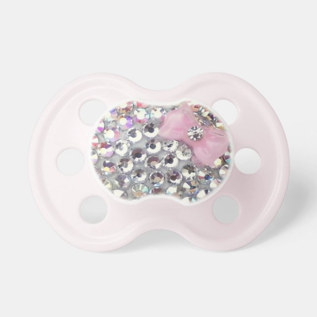 Crystal Rhinestone With Classy Bow Pacifier (Front)