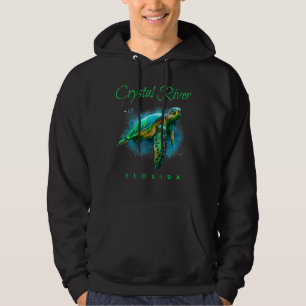 Crystal River Florida Watercolor Sea Turtle Hoodie