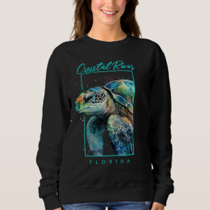 Crystal River Florida Watercolor Sea Turtle Portra Sweatshirt