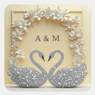 Crystal Romance Celebration Style Square Sticker