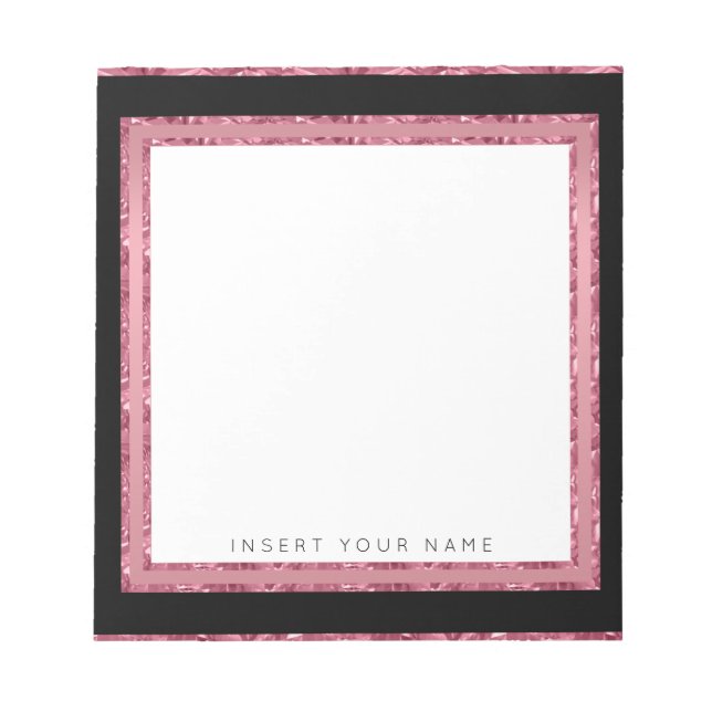 Crystal Rose Gold and Black Notepad 5.5" x 6" (Front)