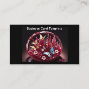 Crystal ruby basket of butterflies business card