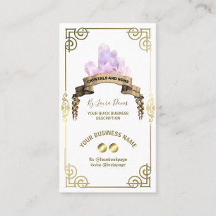 Crystal Shop White And Gold Business Card