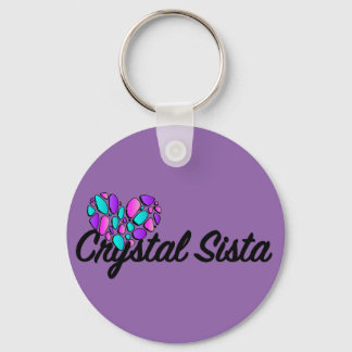 Crystal Sista Round Keychain (black)