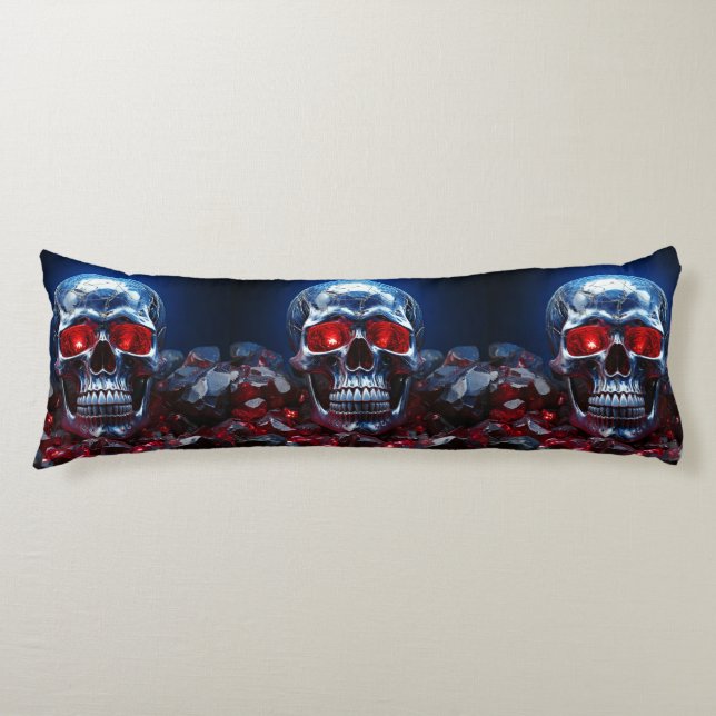 Crystal Skull with Ruby Red Eyes Body Pillow (Front)