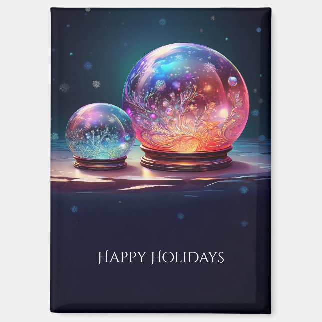 Crystal Snowballs Holiday Magnet (Front)