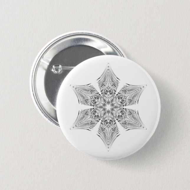 Crystal Snowflake -  6 Cm Round Badge (Front & Back)