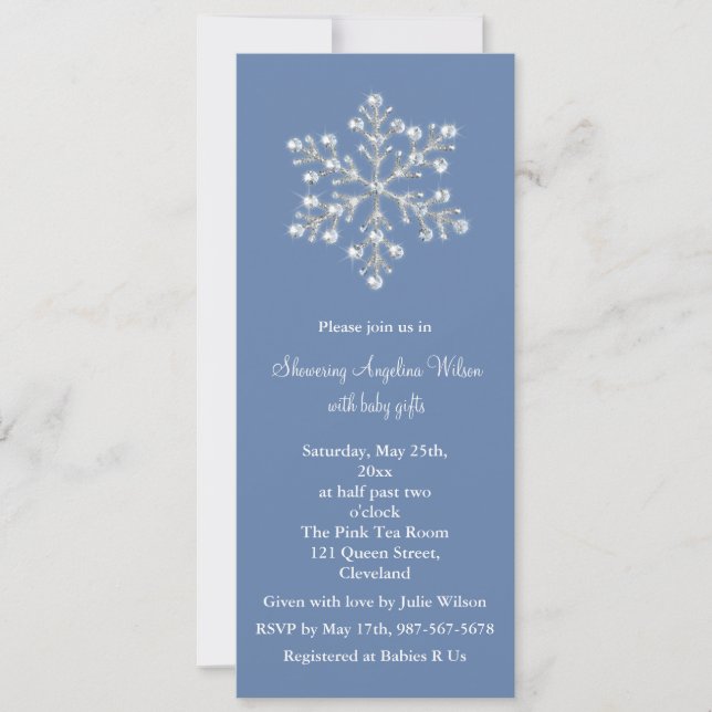 Crystal Snowflake Baby Shower Invitation (blue) (Front)