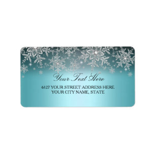 Crystal Snowflake Blue Winter Address Label