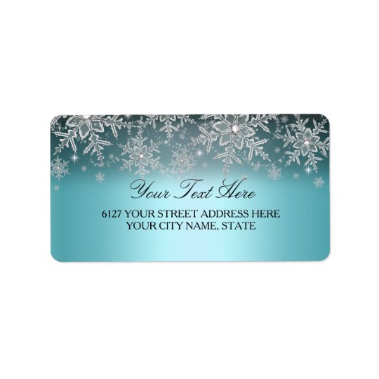 Crystal Snowflake Blue Winter Address Label