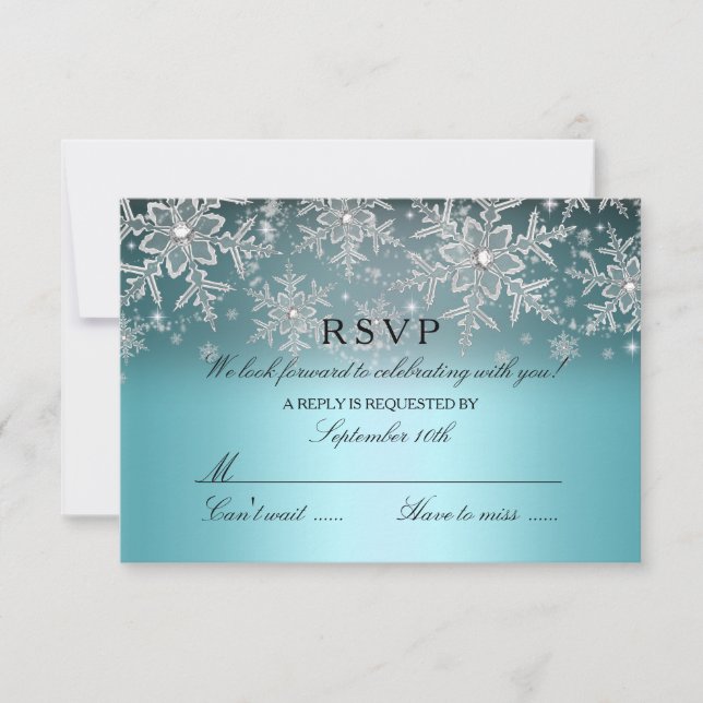 Crystal Snowflake Blue Winter RSVP (Front)