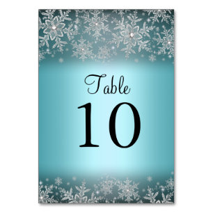 Crystal Snowflake Blue Winter Table Number Card