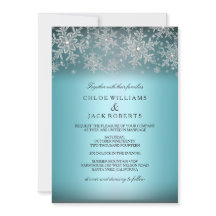 Crystal Snowflake Blue Winter Wedding Invitation
