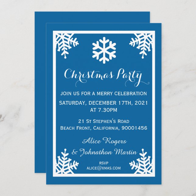 Crystal Snowflake Christmas Party Invitation (Front/Back)