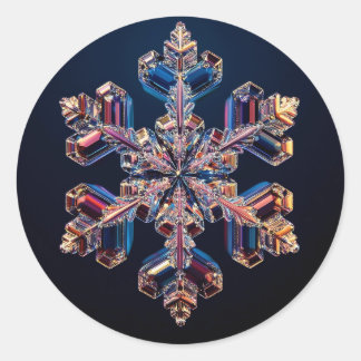 crystal snowflake design classic round sticker