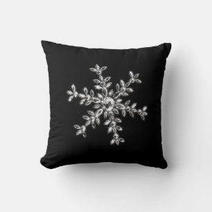 Crystal Snowflake Holiday Cushion in black