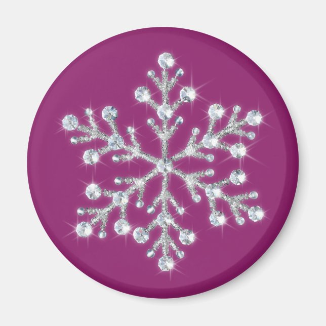 Crystal Snowflake Magnet (blue) (Front)