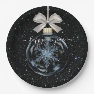 Crystal Snowflake Ornament New Year’s Card Paper Plate